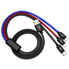 10ft Long Multi Charging Cable, 3 Color, Nylon Braided, 3 10FT, Multicolored picture