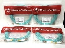 Lot of 4 RamboCables OM4 LC/UPC to LC/UPC Duplex Fiber Optic Patch 49ft 15m picture