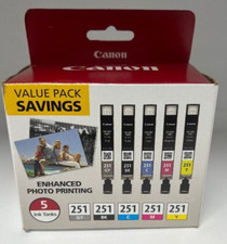 Canon CLI-251 BK/C/M/Y/GY 5 Color Value Pack Compatible to MG7520, MG5620, MG6 picture