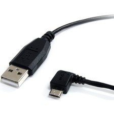StarTech 6ft/1.8m USB-A to Micro-B Cable - Left-Angle - 6 ft / 2m, Black picture