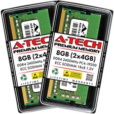 A-Tech 8GB 2x 4GB 1Rx8 PC4-19200 DDR4 2400 MHz ECC SODIMM MicroServer Memory RAM picture