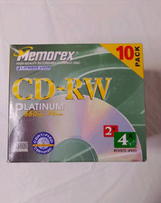 Box of 10 Memorex CD-RW 4x Rewrite speed Disc, 650mb, 74min Vintage 1999 picture