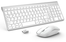 JOYACCESS Silver White USB Wireless Slim Numeric Keypad Keyboard & Mouse Set picture