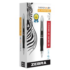 Zebra Pen SARASA X10 Retractable Gel Black Ink 0.7mm 12 Pack picture