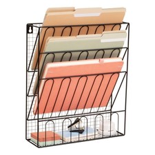 Desktop Organizer Metal Wire Vertical File Holder Wall Mount Black MAGMWIRE picture