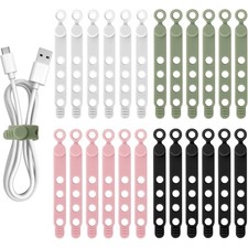 24Pcs Silicone Cable Ties Cord Organizer Cable Management - 4 Colors | Elastic picture