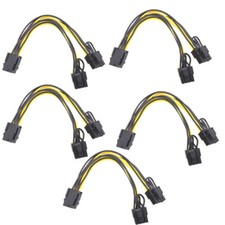 5X PC 6pin to Dual 8Pin(6+2)Copper PCI-E Cable 18AWG Mining Power Splitter Cable picture