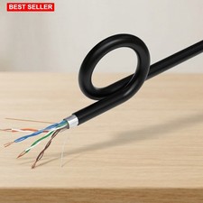 Cable 1000FT Outdoor Weatherproof Shielded FTP 24 AWG Copper Clad Aluminum Black picture