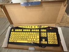 Vtg. Keys-U-See Large Print USB Keyboard Yellow Black Internet Multimedia Keys picture