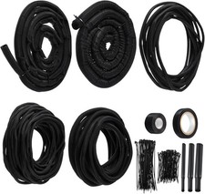 Nuanchu Split Wire Loom Sleeve Master Kit Complete Vehicle Cord and Black picture