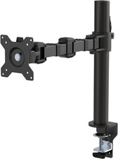 Single Computer Monitor Stand Height Adjustable Desk Arm Mount, Steel, Black picture