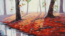 Landscape graham gercken painting fall puddle leaves Custom Gaming Mat Desk picture