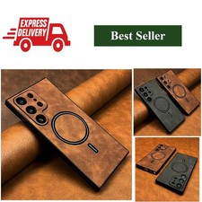 Luxury Leather Magnetic Case for Samsung Galaxy S26 S25 S24 S23 S22 MagSafe picture