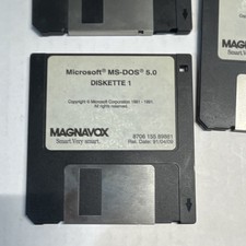 Microsoft MS-DOS 5.0 Magnavox OEM Complete 3 Disk Set 3.5” Floppy Vintage 1991 picture