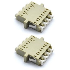 2 Pcs LC UPC Quad Flange Fiber Optic Optical Coupler Adapter Connector Multimode picture
