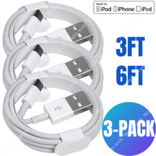 3 Pack 3/6Ft USB Fast Charging Cord Lot For iPhone 13 12 11 XR 8 7 Charger Cable picture