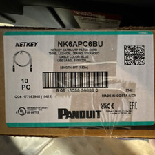 Panduit NetKey NK6APC6BU Cat6a UTP RJ-45 Ethernet Patch Cable Blue 6ft picture