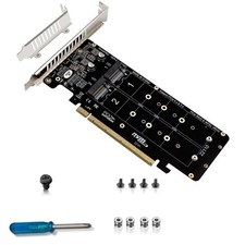 PH44PRO Dual-Sided 4* M.2 M-Key NVME to PCIe X16 Splitter Card 4 * 32Gbps 2U Ser picture