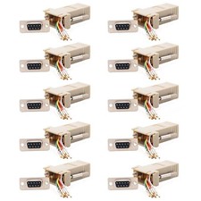 10 Pcs DB 9 RS232 Serial DB9 Female to RJ45 8P8C Network Modular Adapter Ivory picture