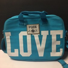 Victoria’s Secret Pink Laptop Case Messenger Bag Fits 10-15”Laptop Blue picture
