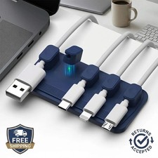 Magnetic Cable Management Silicone Wire Holder Desktop Car USB C Cord Organizer  picture