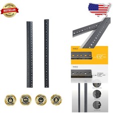 Heavy Duty 16U Rack Mount Rails 3mm Steel Black 2 PCS for Server Network Equi... picture
