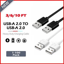 1-100 LOT USB Cable Type A Male -Male High Speed Data Transfer Charger 3,6,10FT picture