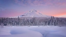 Landscape winter mountains mount hood oregon snow forest Custom Gaming Mat Desk picture