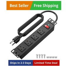10 inch Rack PDU,4 Outlets Rack Mount PDU Power Strips, 1U Rack Mount,Rack Mo... picture