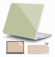 Green/White Striped Laptop Hard Shell Case Cover, Plastic Shell picture