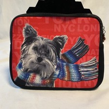 Fuzzy Nation Zipped Ipad Soft Sleeve/Case Hot Pink Yorkie Dog 8 X 10 X 1” picture