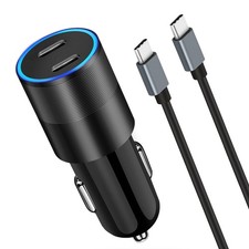 60W Fast USB C Car Charger, Dual 30W PD 3.0 Charging Port Cigarette black picture