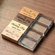 Lot 30PCS 1/2/4/8/16GB Crystal Engraved Wood USB Flash Drive Memory Custom Logo picture