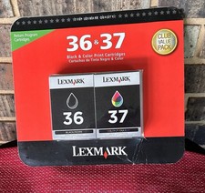 Lexmark 36 37 2PK Black Color Ink Cartridges Sealed Box New picture