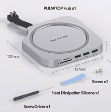 PULWTOP Mac Mini M4 Dock USB-C HDMI DP M.2 NVMe Enclosure Card Reader picture