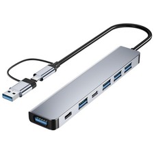Sleek 7-Port USB C Hub: 5Gbps Speed, Fast Charging & Plug-and-Play Functionality picture