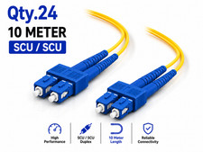 (24) 10 Meter SC/UPC - SC/UPC Duplex Fiber Patch Jumper OS2 SMF Singlemode Cable picture