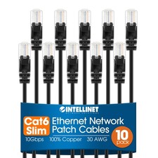 10 PCS 10 Ft Intellinet Cat6 Slim UTP Network Ethernet Patch Cable Cord Black picture
