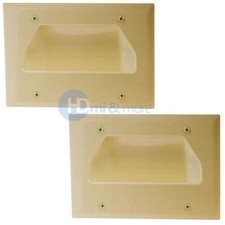 2x Wall Plate 3 Triple Gang Recessed Low Voltage Cable Decorative Lite Almond picture