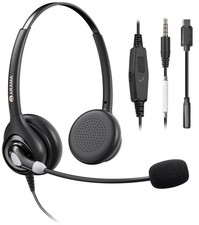 Cell Phone Headset with Mic, 3.5mm Wired, USB-C Adapter picture