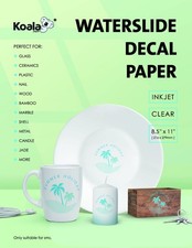 Lot Koala Waterslide Decal Paper - Clear / White / No Spray for  Inkjet or Laser picture