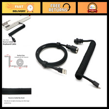 Coiled Mechanical Keyboard Cable, 5Pin GX16 Aviator, USB A to Type C, 1.2m Black picture