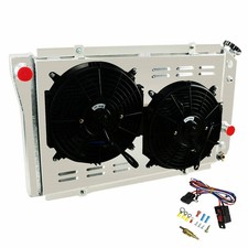 ECMRAD Aluminum Radiator Shroud Fans Combo for 1984-2002 Chevy S10 V8 Swap, 1... picture