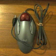 Logitech T-BC21 PC Mouse Trackman Trackball Red Marble Ergonomic Ambidextrous picture