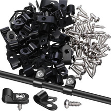 50 Pack R-Type Cable Clip Wire Clamp, Nylon Screw Mounting Cord Fastener Clips w picture