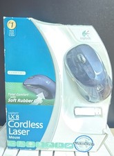 Logitech LX8 Cordless Laser Mouse USB PC/MAC Comfort Grip Blue New Sealed NWT picture