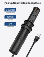 2 Inch Pop up Outlet DESK POWER Grommet Wire Hole Insert 20W BLACK USB-C USB picture