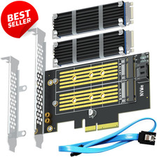 M.2 PCIe 4.0 X4 Adapter NVMe SATA SSD Card with Dual Heatsinks - US picture
