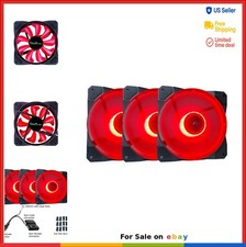 120mm Case Fan Red LED 3 Pack Ultra Silent 57.67 CFM 1350 RPM for PC picture