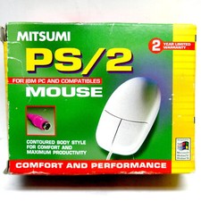 NOS MITSUMI PS/2 MOUSE FOR IBM & COMPATABLE PC COMPUTERS CONTOURED BODY STYLE picture